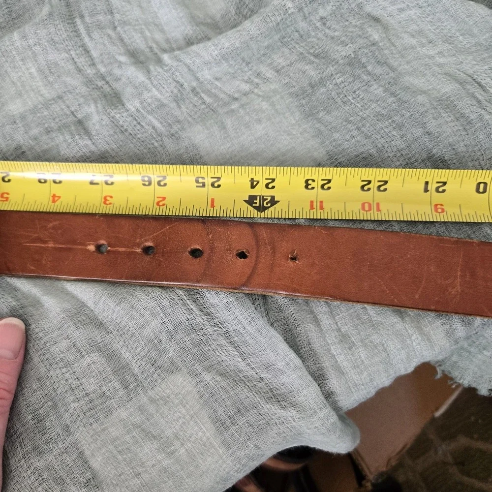 Child's Leather Belt Brass Plate Buckle  Horse Head Concho‎ Size 24